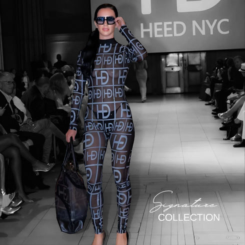 HEED NYC Women's Signature Black & White Tulle Jumpsuit
